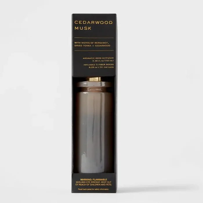 100ml Cedarwood Musk Black Label Fiber Oil Reed Diffuser – Threshold™ Home Fragrance, Bergamot & Tonka