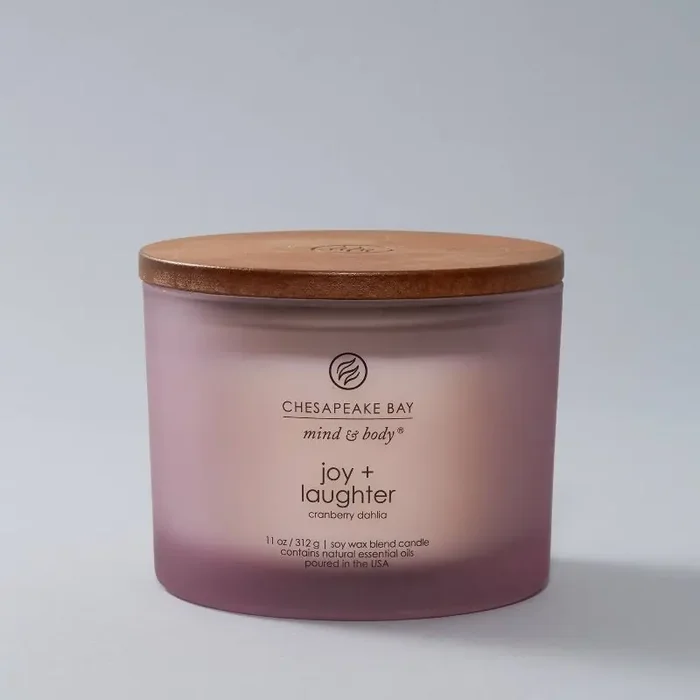11oz Jar 3-Wick Candle Joy & Laughter – Chesapeake Bay Candle Essential Oils, Soy Wax Blend, 40hr Burn Time
