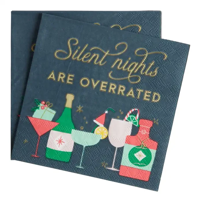 20 Count Silent Nights Holiday Beverage Napkins Set of 2