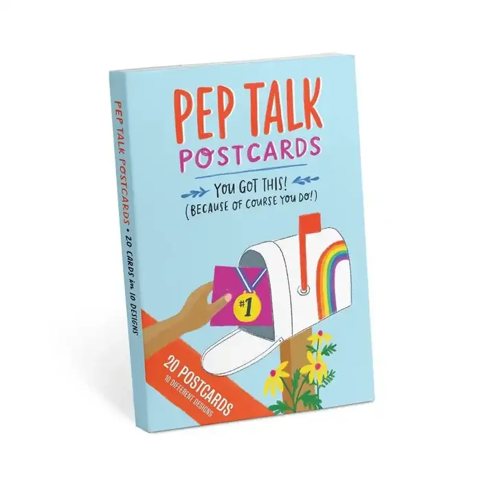 20ct Pep Talk Postcards Em & Friends Multicolor Affirmation Cards for All Occasions, Glossy Finish, Typography Design