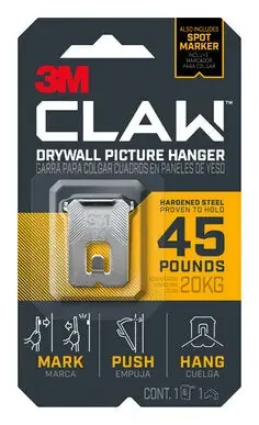 3M CLAW™ 45 lb. Drywall Picture Hanger With Spot Markers