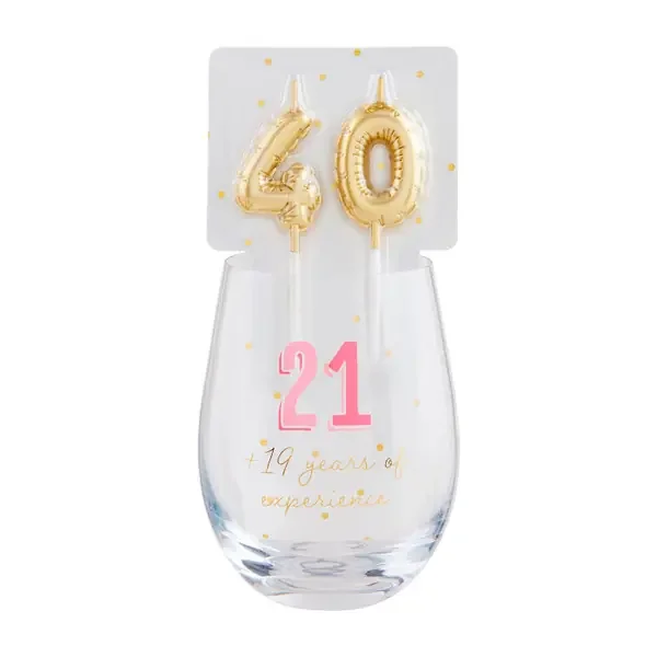 40 WINE GLASS & CANDLE SET