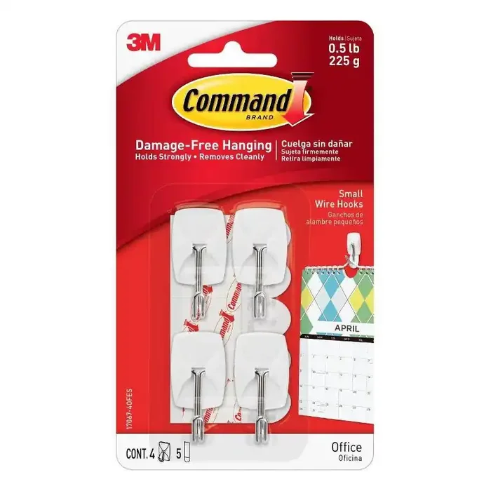 4ct Command Small Wire Hooks – White