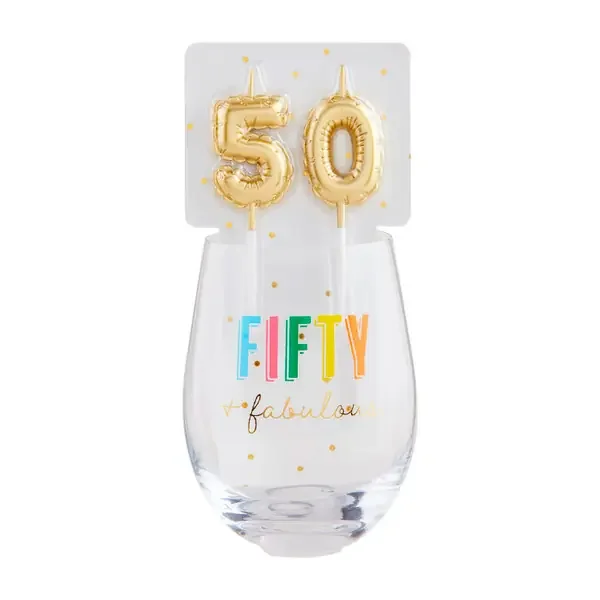 50 WINE GLASS & CANDLE SET