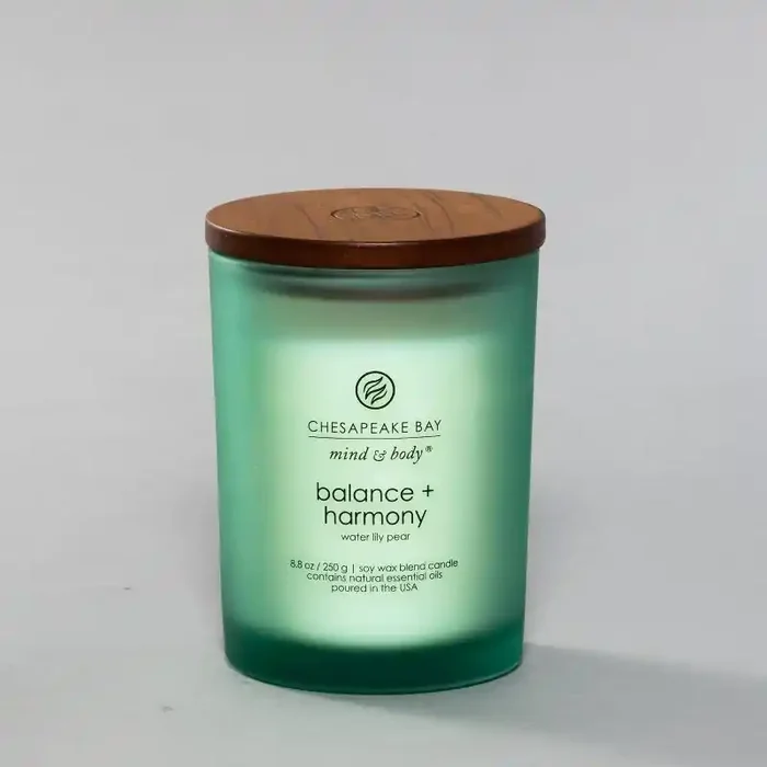 8.8oz Lidded Glass Jar Candle Water Lily Pear – Chesapeake Bay Candle Soy Wax Blend with Essential Oils, 44hr Burn Time