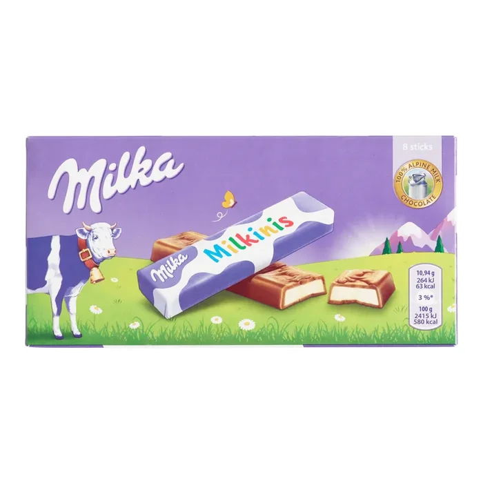 8 Pack Milka Milkinis Milk Chocolate Bars Set of 2