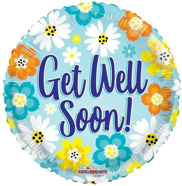 “Get Well Soon” Design Foil Balloon Bright Colours 18″