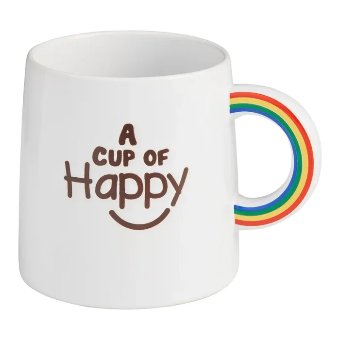 A Cup Of Happy Rainbow Handle Ceramic Mug