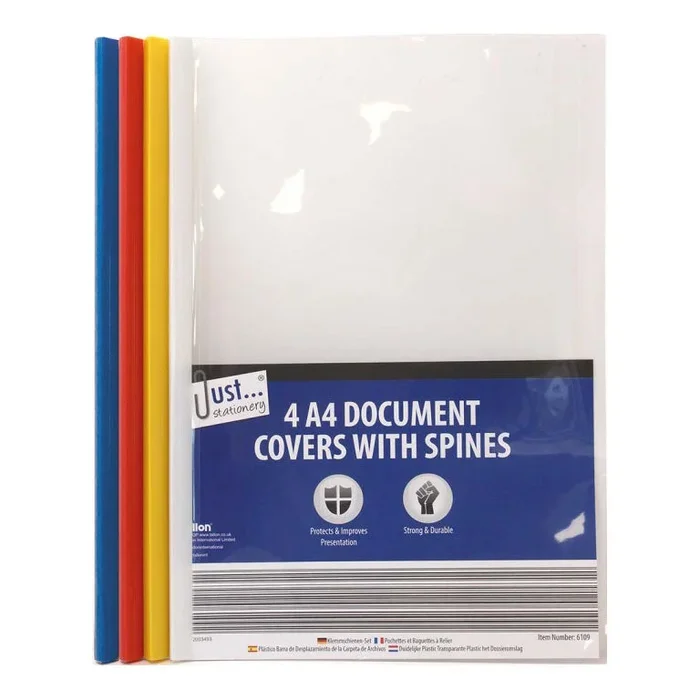 A4 Document Covers with Spines 4 Pack