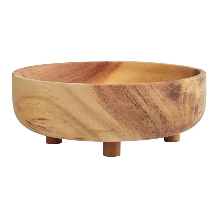 Acacia Wood Footed Serving Bowl