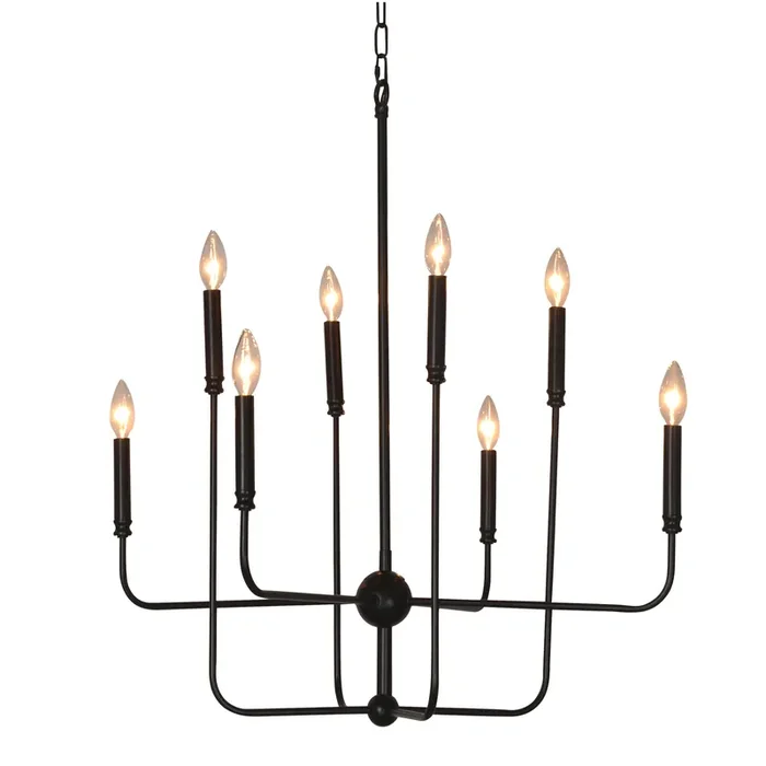 Adams Matte Black Metal 8 Light Chandelier