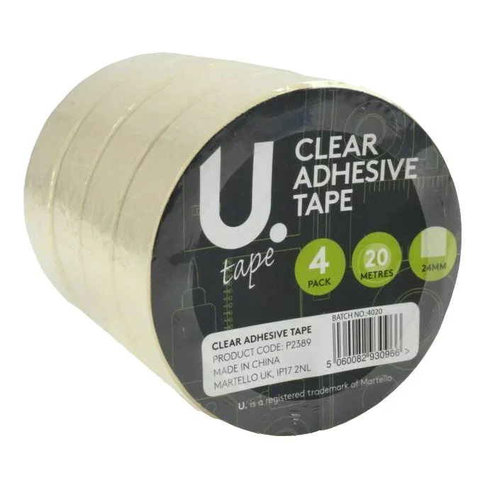 Adhesive Clear Tape 24mm x 20m 4 Pack