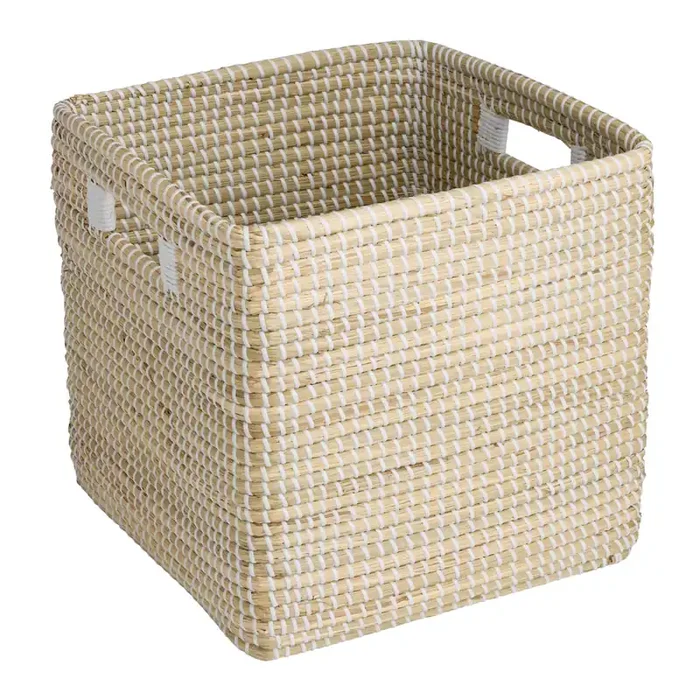 Adira White and Natural Seagrass Utility Basket Cube