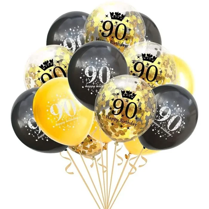 Age 90 Unisex Birthday Latex Balloons 8 Pack – Case of 6