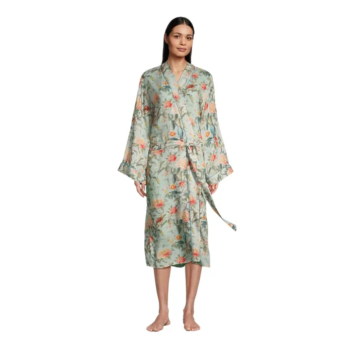 Alayna Aqua And Multicolor Floral Robe