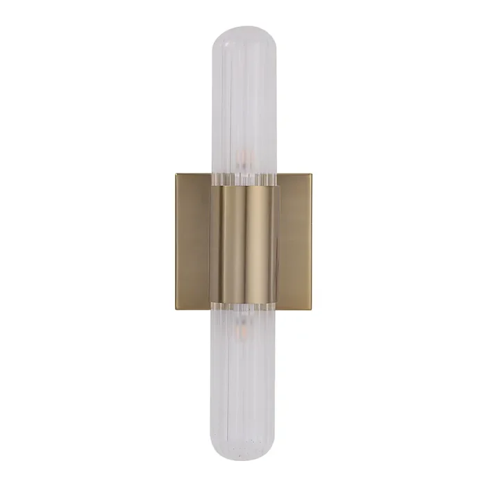 Alessio Ribbed Glass and Metal Two Light Wall Sconce