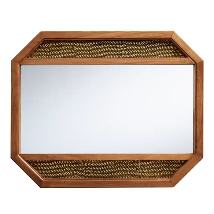Alina Gold Clad Metal and Wood Wall Mirror
