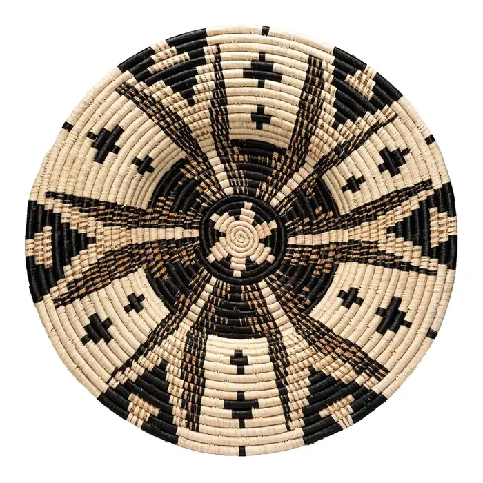 All Across Africa Black and Natural Woven Disc Wall Decor