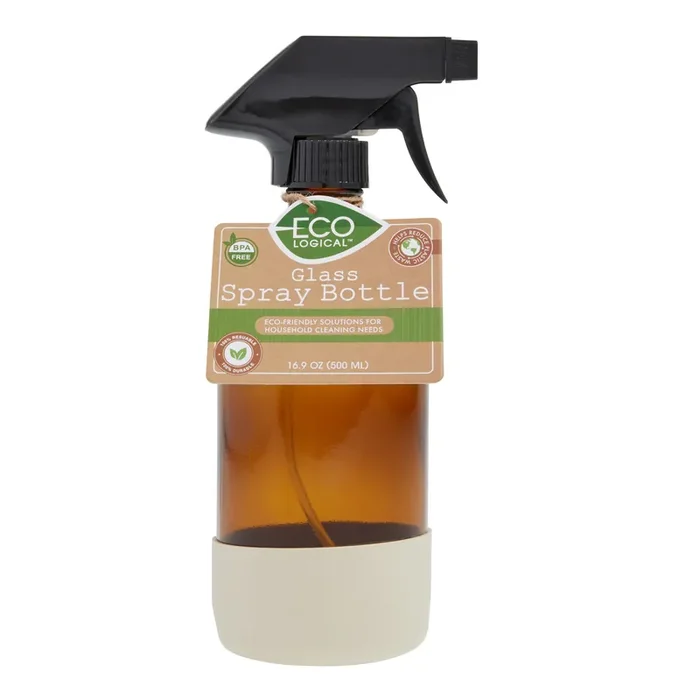 Amber Glass and White Silicone Spray Bottle