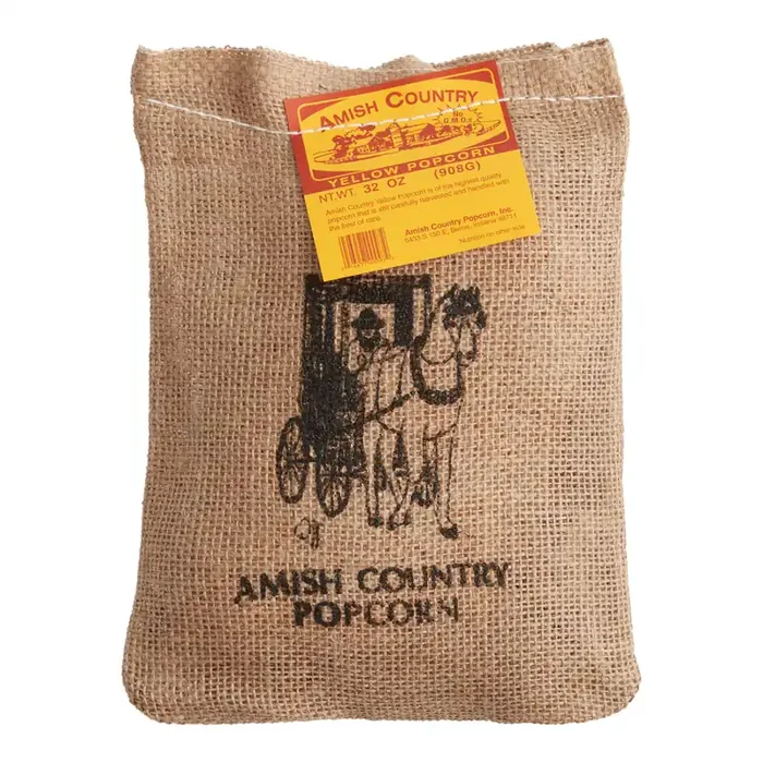 Amish Country Medium Yellow Popcorn Burlap Bag