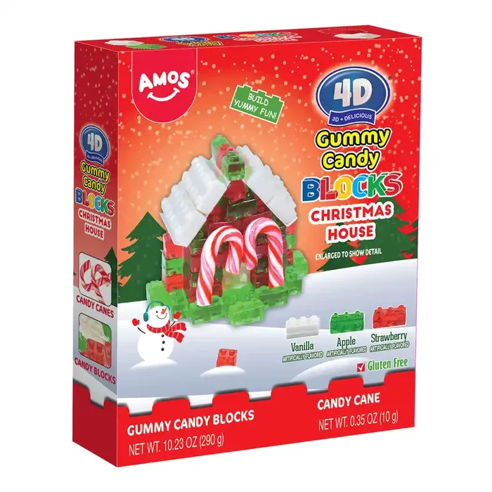 Amos 4D Christmas House Gummy Candy Blocks