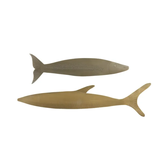 Antique Gold and Bronze Metal Sardines Wall Decor 2 Piece
