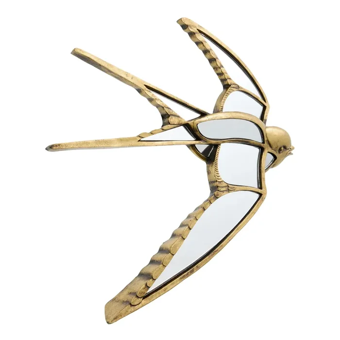 Antique Gold and Mirrored Glass Swallow Wall Decor