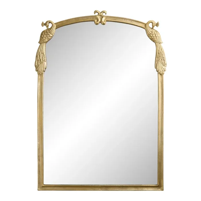 Antique Gold Metal Vintage Peacock Vanity Wall Mirror
