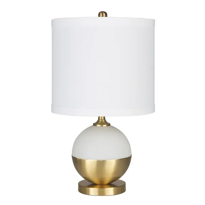 Askew White Frosted Glass And Gold Metal Globe Table Lamp