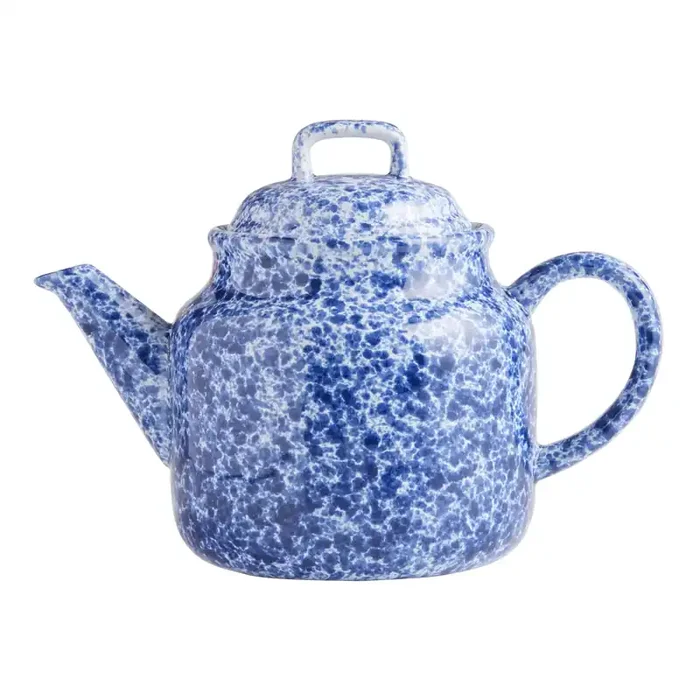 Awaken Blue and White Speckled Ceramic Teapot