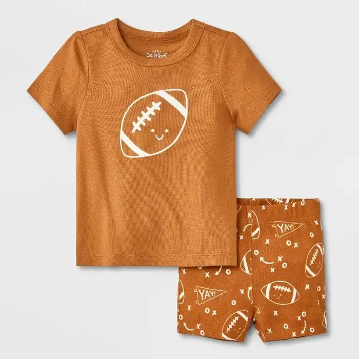 Baby 2pc Tiny Tailgator T-Shirt and Bloomer Set – Cat & Jack™ Brown 6-9M