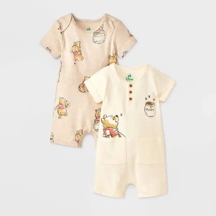 Baby 2pk Disney Winnie The Pooh Rompers – Light Yellow/Tan 3-6M