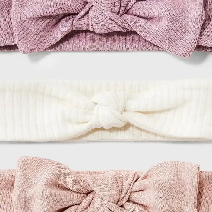 Baby 3pk Headwrap – Cloud Island™ Pink 0-6M Solid Cotton Infant Accessories Set