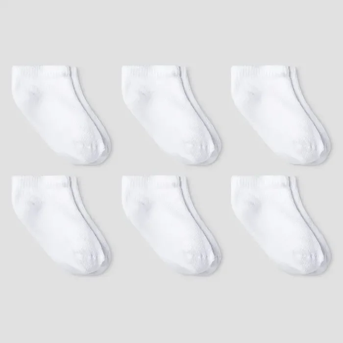 Baby 6pk Low Cut Socks – Cat & Jack™ White 6-12M Knit, Tumble Dry