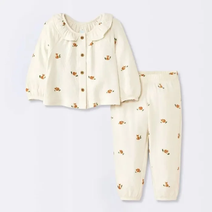 Baby Boys‘ 2pc Cozy Fox Top & Bottom Set – Cloud Island™ 3-6M