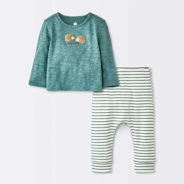 Baby Boys‘ 2pc Hedgehog Graphic Jogger Pants Set – Cloud Island™ Teal Newborn