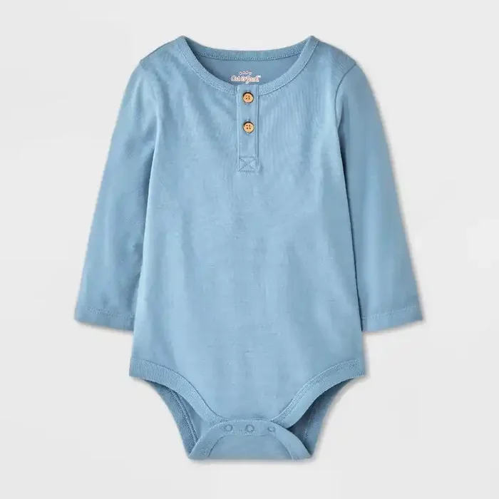 Baby Boys‘ Henley Bodysuit – Cat & Jack™ Blue 3-6M