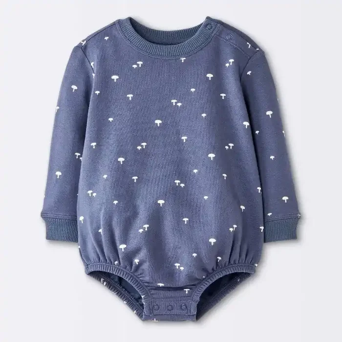 Baby Boys‘ Mushroom Sweatshirt Romper – Cloud Island™ Navy Blue 3-6M
