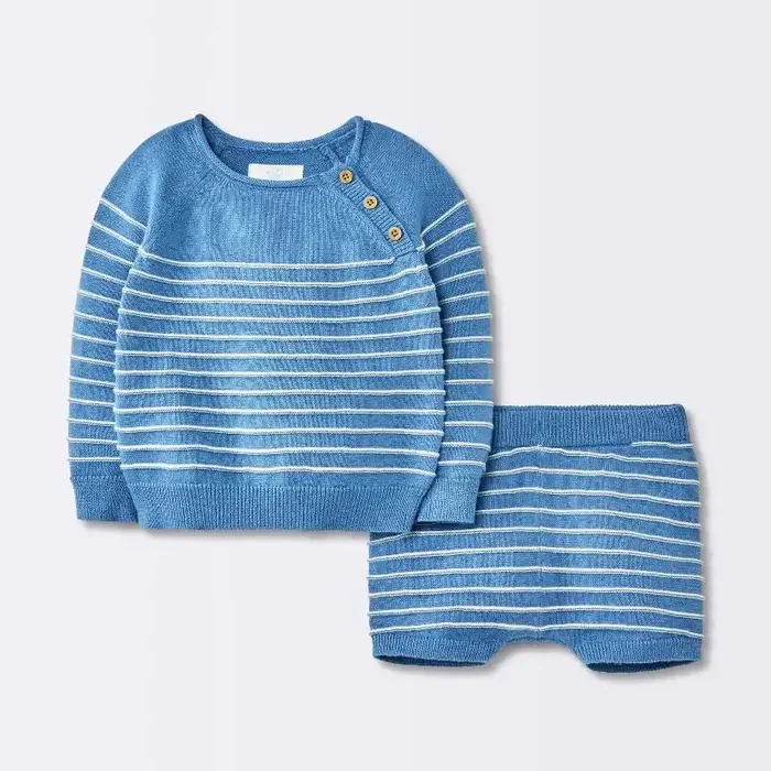 Baby Boys‘ Striped Sweater Set – Cloud Island™ Blue 12M