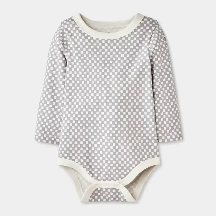 Baby Checkered Long Sleeve Bodysuit – Cat & Jack™ Gray 18M