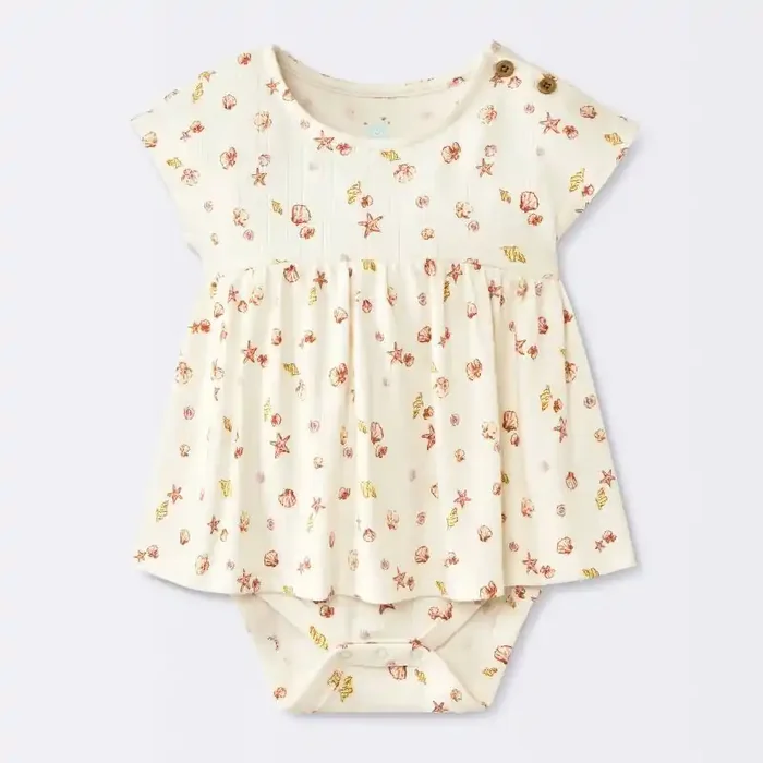 Baby Girls‘ Costal Ribbed Romper – Cloud Island™ White 18M