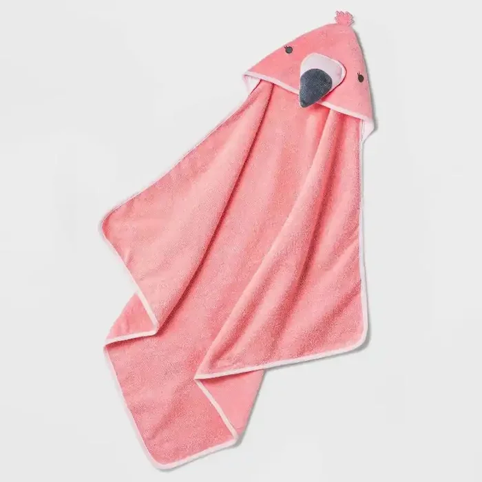 Baby Girls‘ Flamingo Hooded Bath Towel – Cloud Island™ Coral