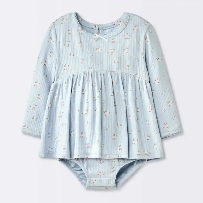 Baby Girls‘ Floral Skirted Bodysuit – Cloud Island™ Blue 6-9M