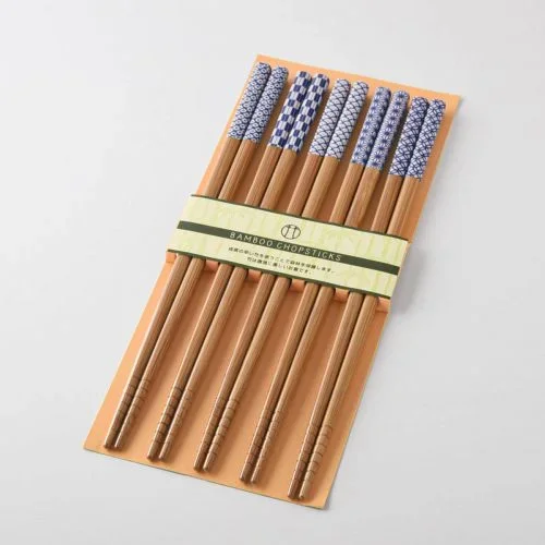 Bamboo Chopsticks with Japanese pattern Set of 5