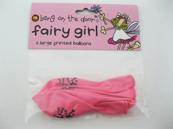 Bang On The Door Fairy Girl Print Latex Balloons Large 6pk