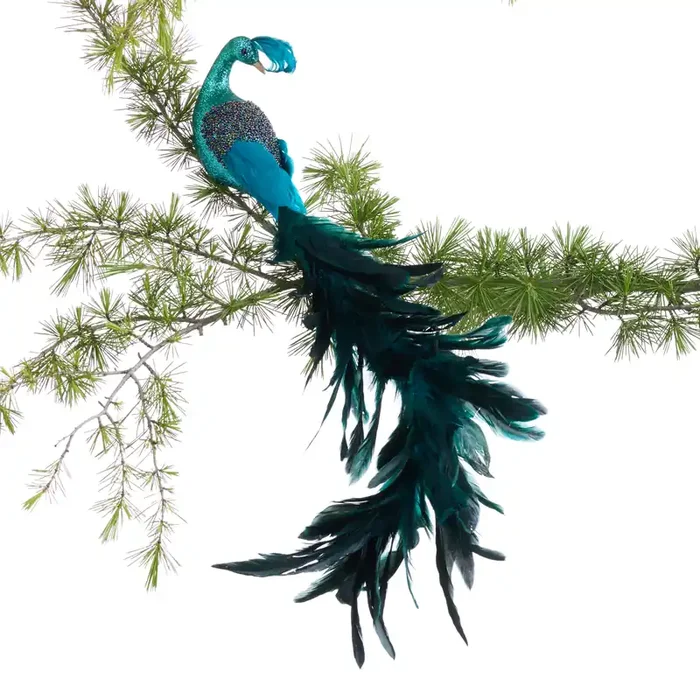Bead And Feather Peacock Ornament
