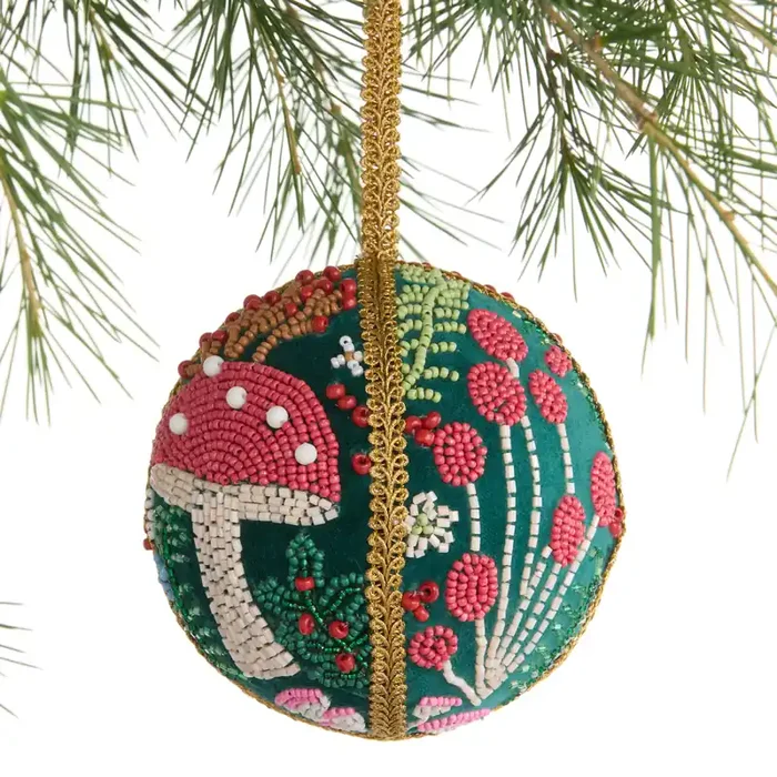 Beaded Velvet Ball Ornament