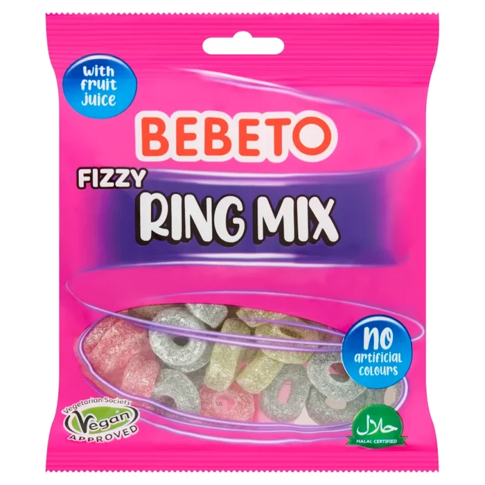 Bebeto Fizzy Ring Mix 150g PMP £1 – Case of 10