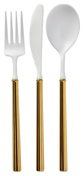 BELLA CUTLERY WHITE/GOLD 24PK