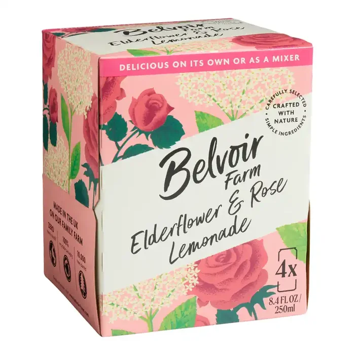 Belvoir Farm Elderflower And Rose Lemonade 4 Pack